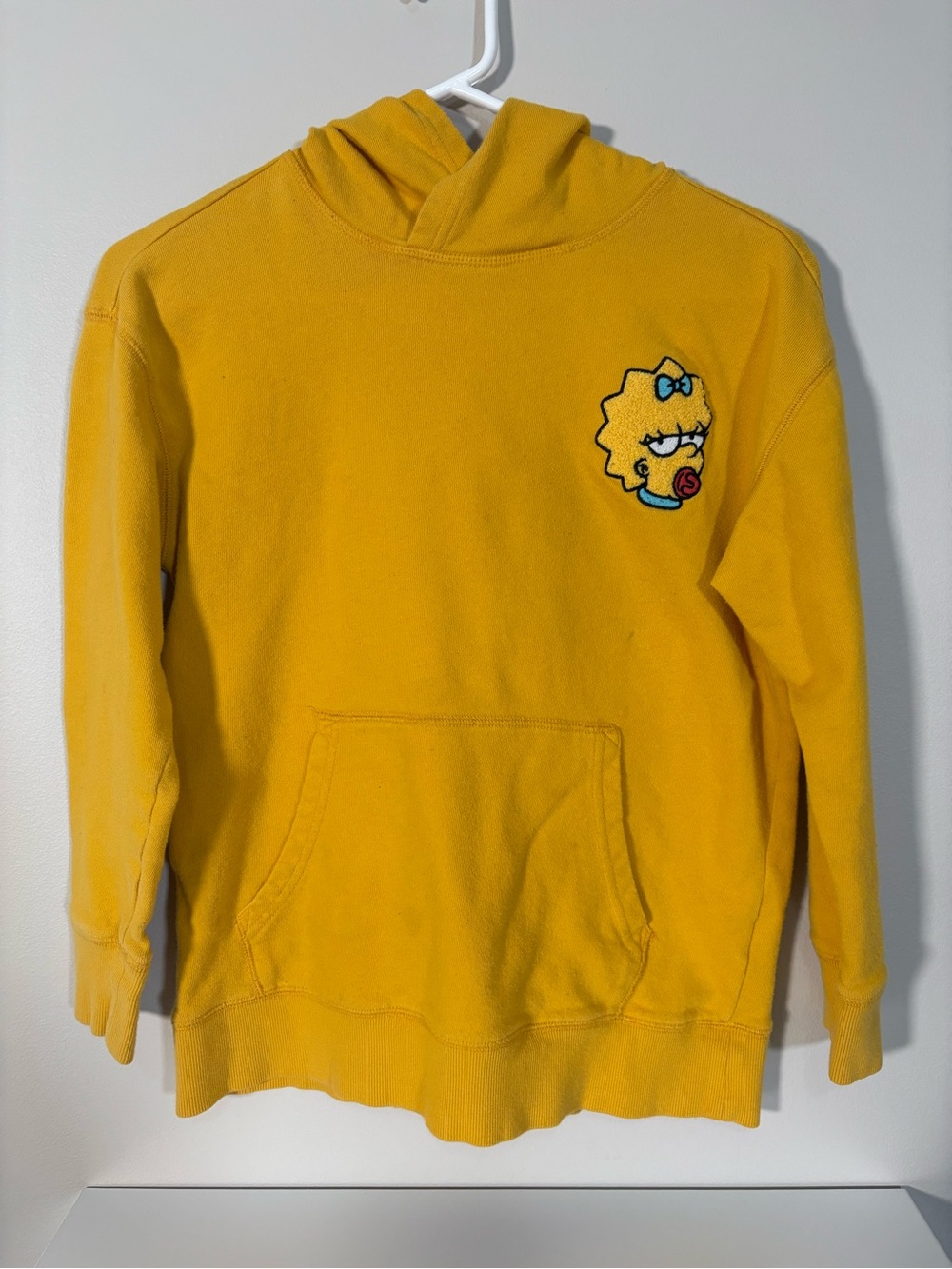 POPSUGAR Yellow Kids Hoodie with Embroidered Cartoon Patch
